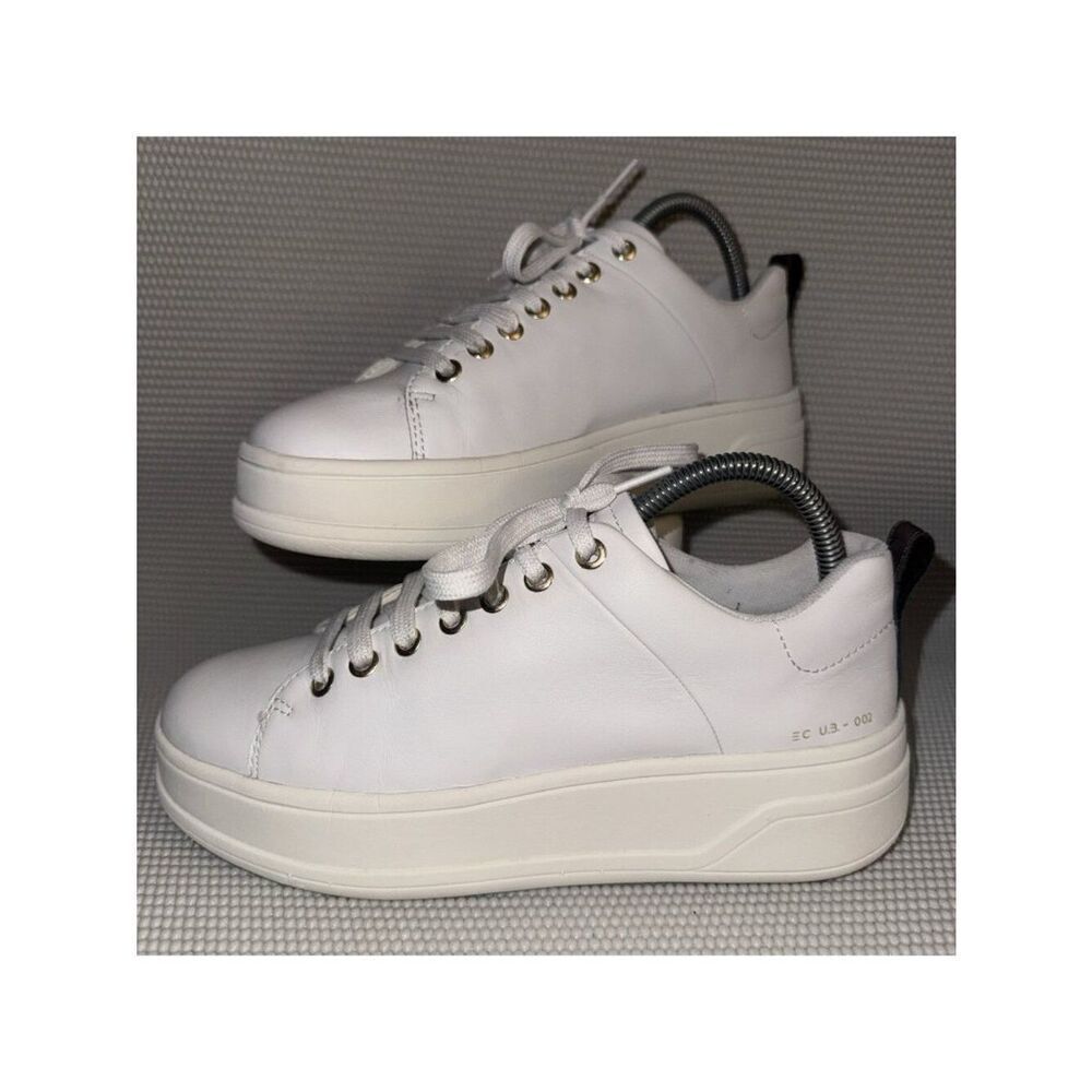 Geox Spherica Ecub-2 Platform White Leather Comfy Trainers Shoes Women’s Size 8